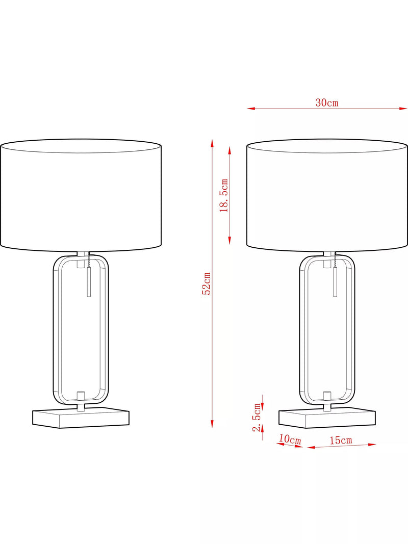 John Lewis Frame table lamp in black and brass finish, UK version