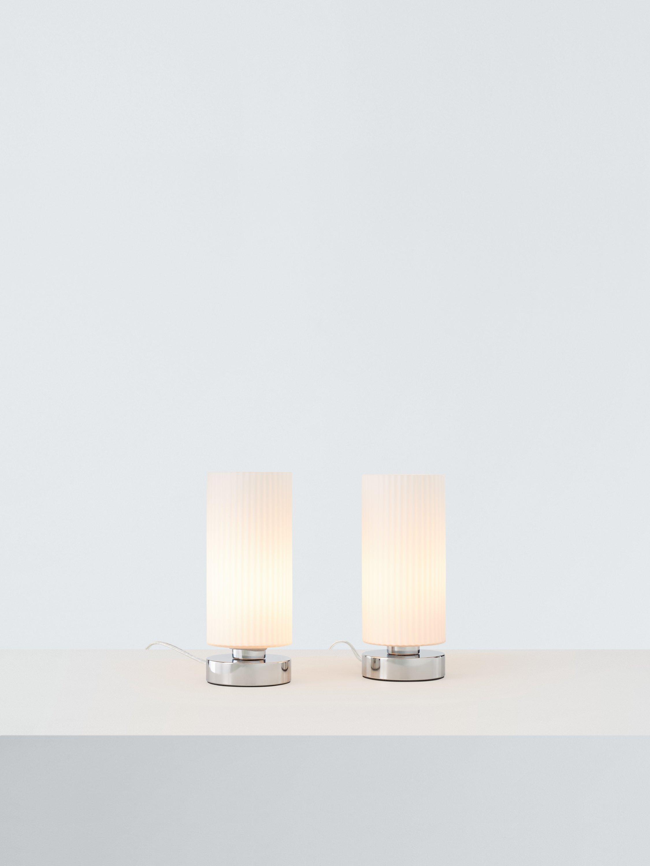 John Lewis Ridge opal glass touch lamps white set of two, imported from the UK