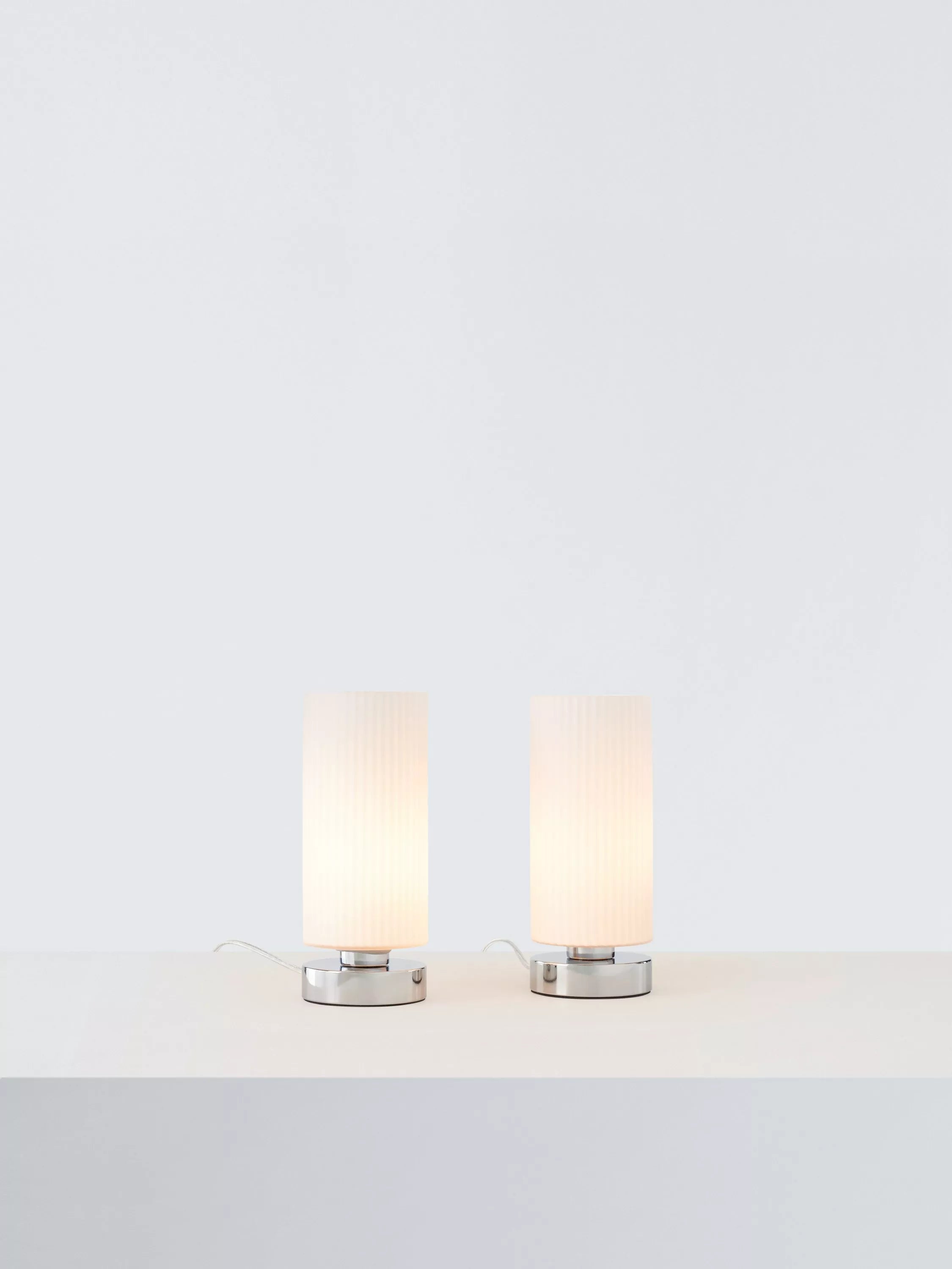 John Lewis Ridge opal glass touch lamps white set of two, imported from the UK