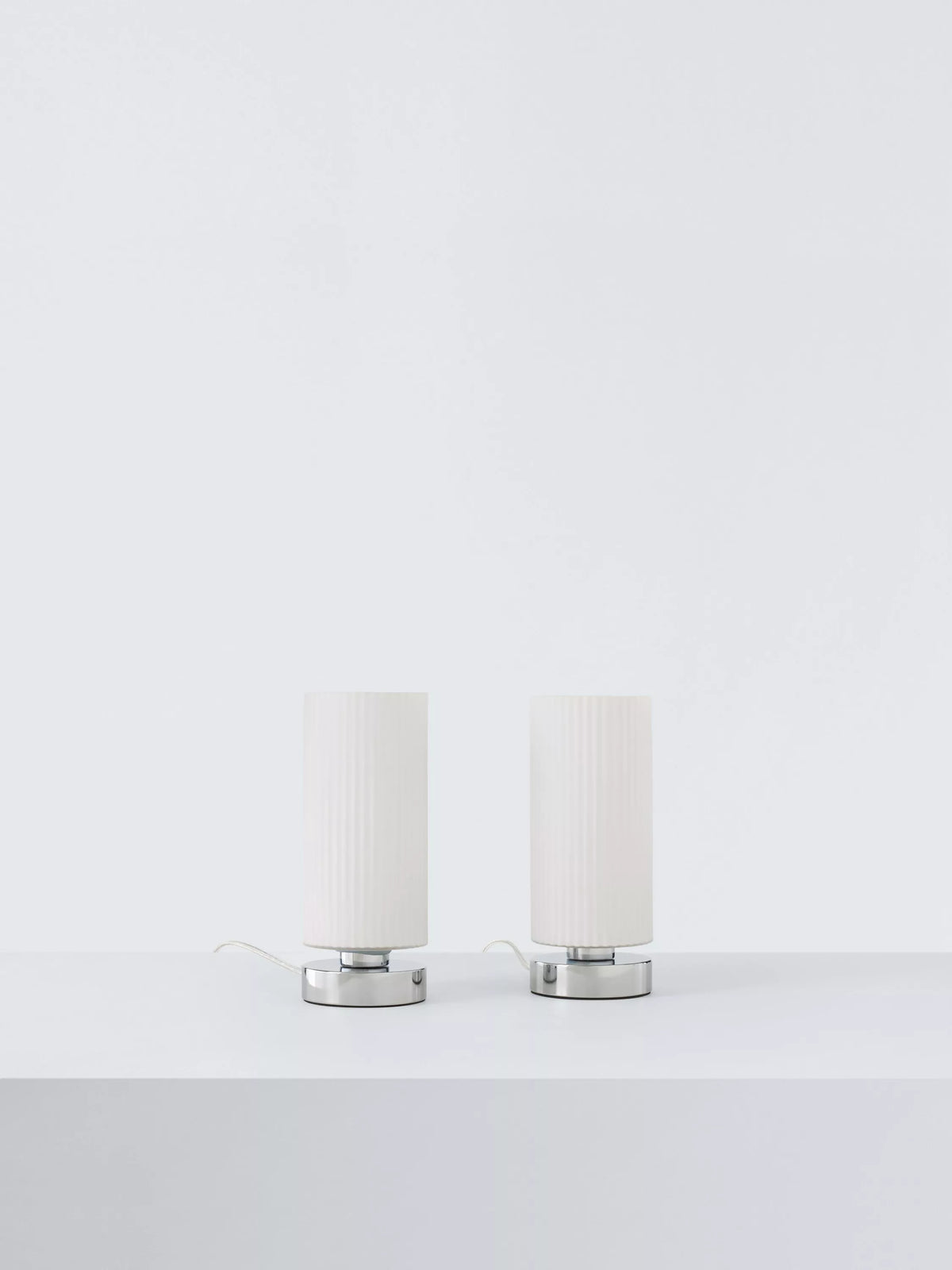 John Lewis Ridge opal glass touch lamps white set of two, imported from the UK