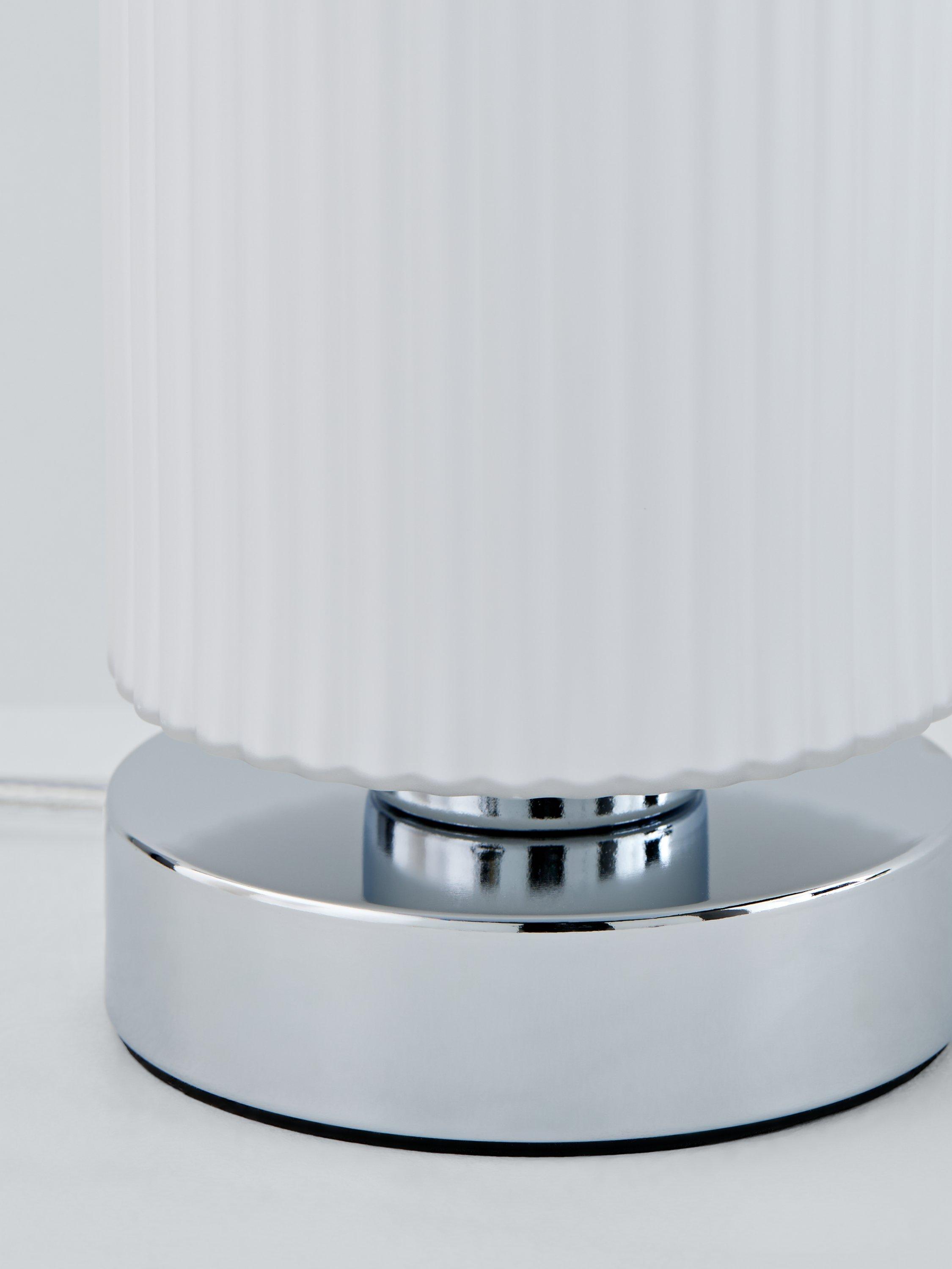 John Lewis Ridge opal glass touch lamps white set of two, imported from the UK