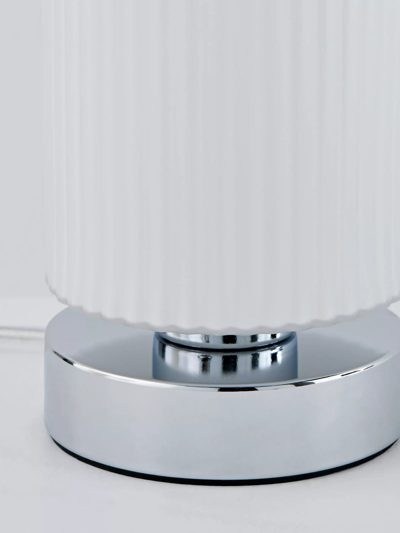 John Lewis Ridge opal glass touch lamps white set of two, imported from the UK