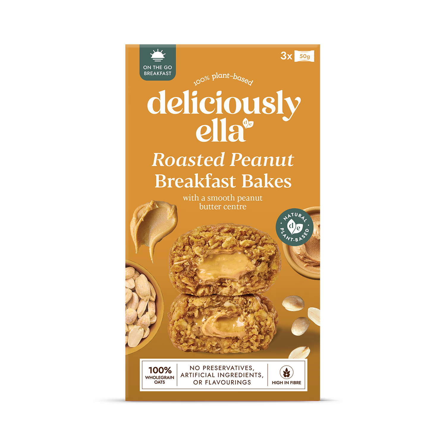 Deliciously Ella roasted peanut breakfast bakes 3x50g (British brand)