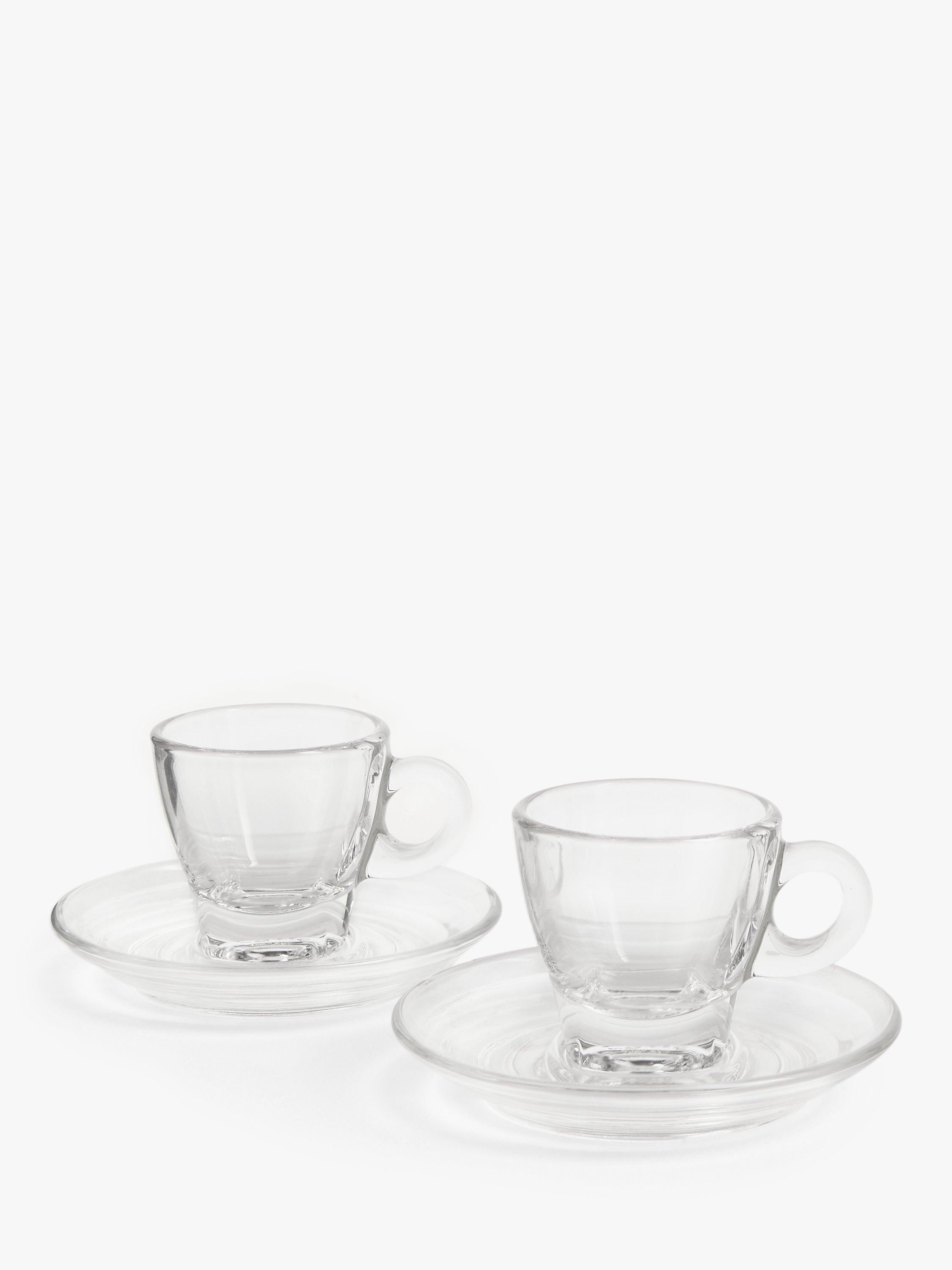 John Lewis clear glass espresso cup and saucer set, 70ml, 2-piece, UK version