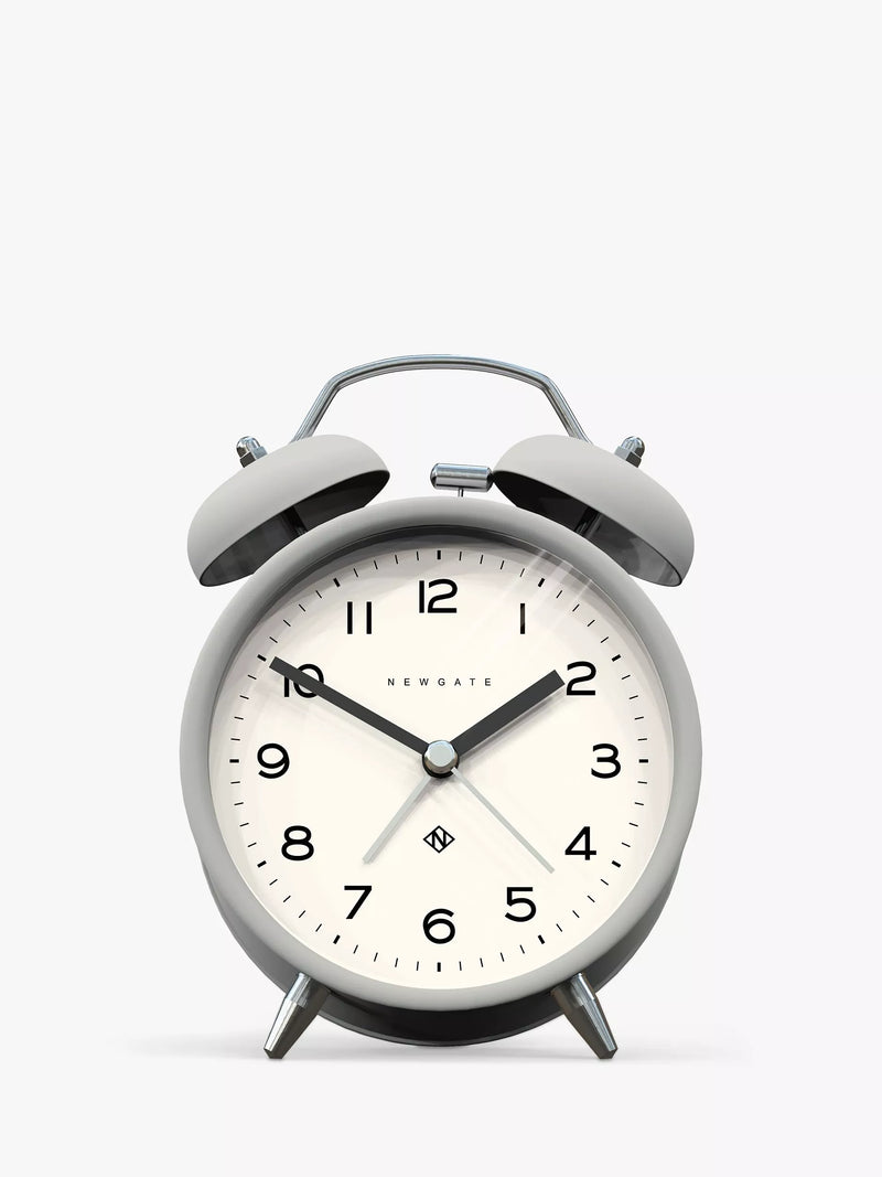 Newgate Clocks Charlie twin bell alarm clock, silent sweep (British brand)