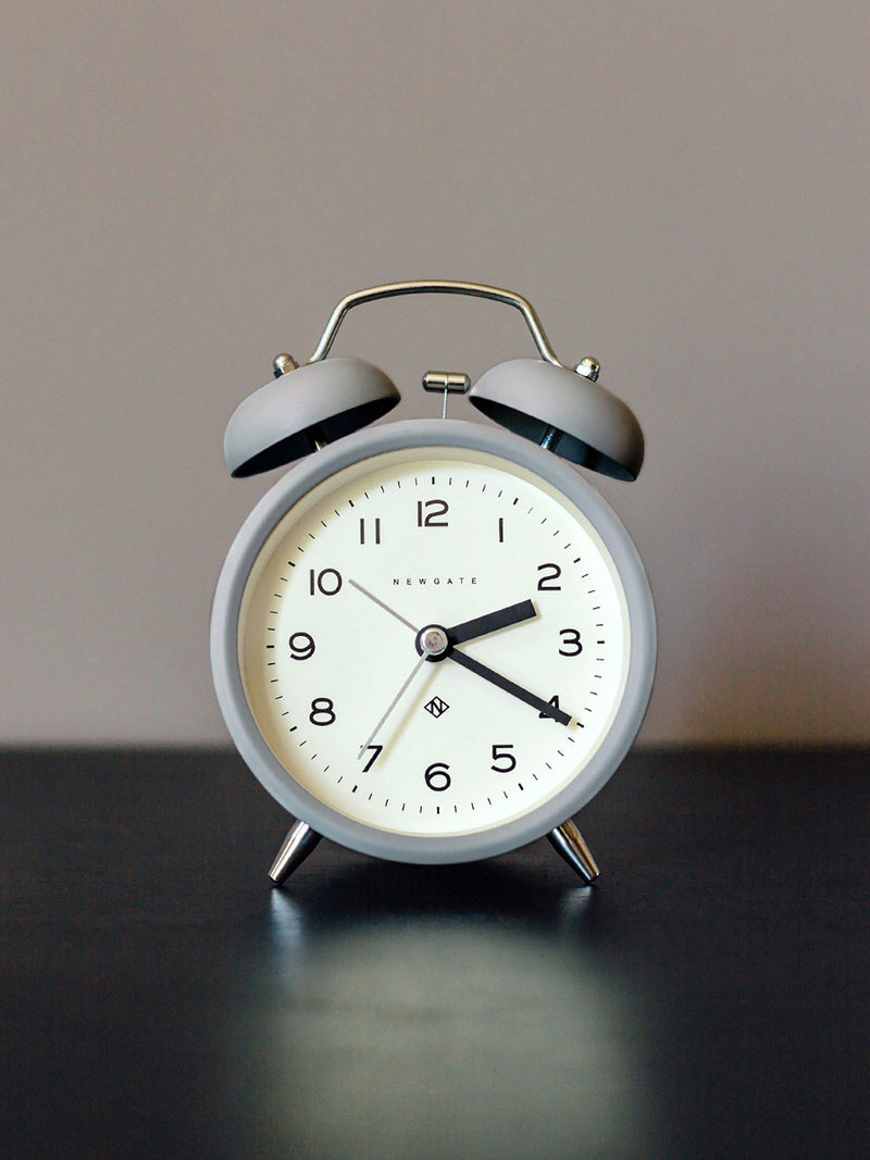 Newgate Clocks Charlie twin bell alarm clock, silent sweep (British brand)