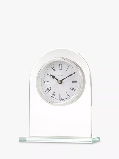 John Lewis Acctim Ascott Glass Mantel Clock, Clear/Chrome, 17cm- Buy online at McGrocer