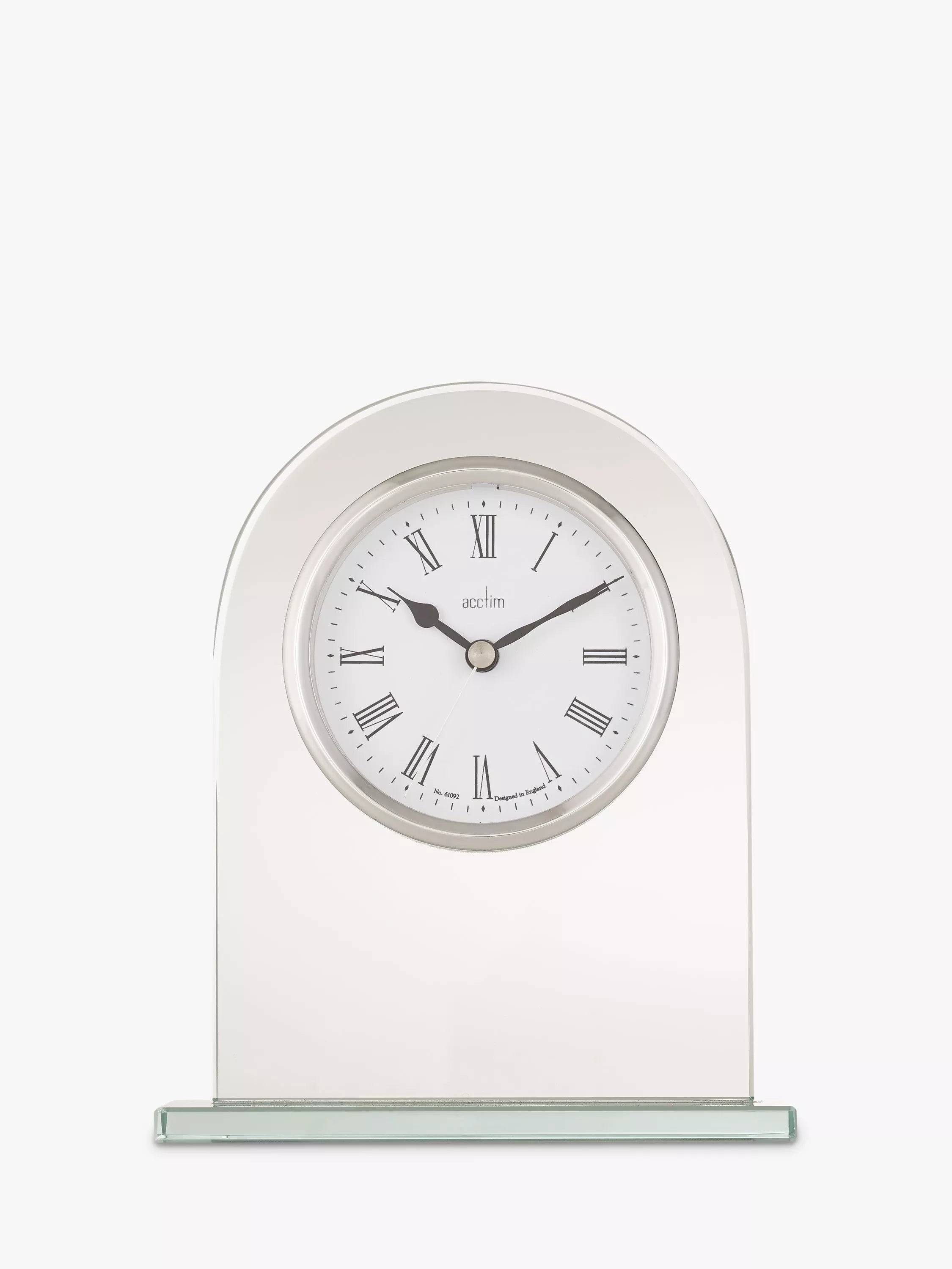 Acctim glass mantel clock H17cm - British product