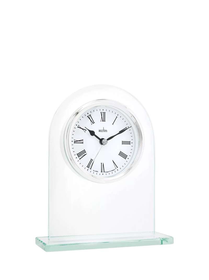 Acctim glass mantel clock H17cm - British product