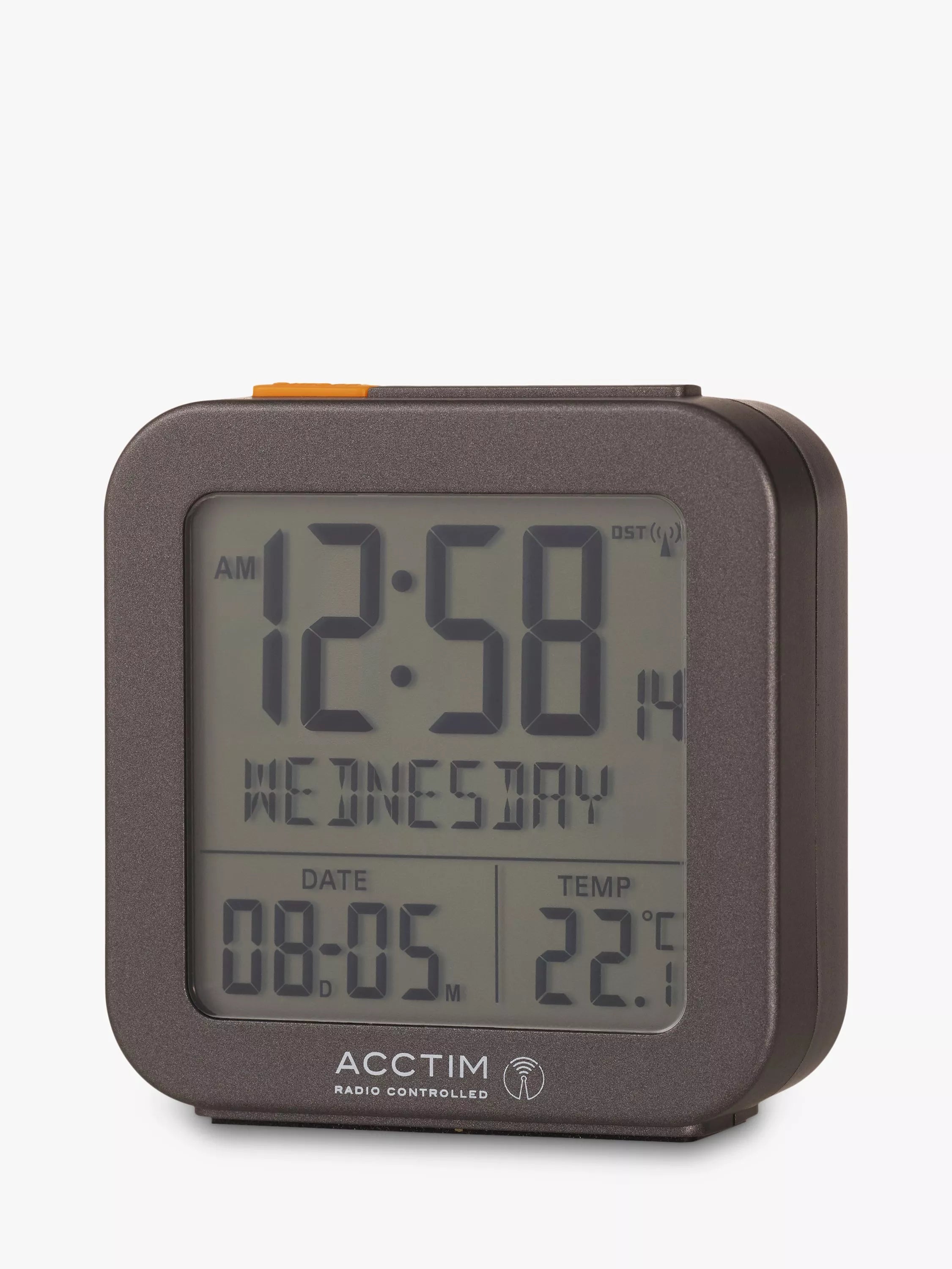 Acctim square digital radio controlled alarm clock - British product