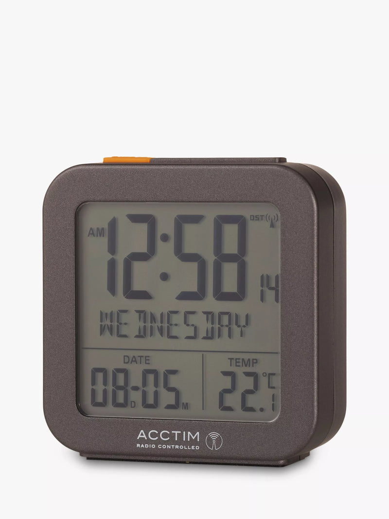Acctim square digital radio controlled alarm clock - British product