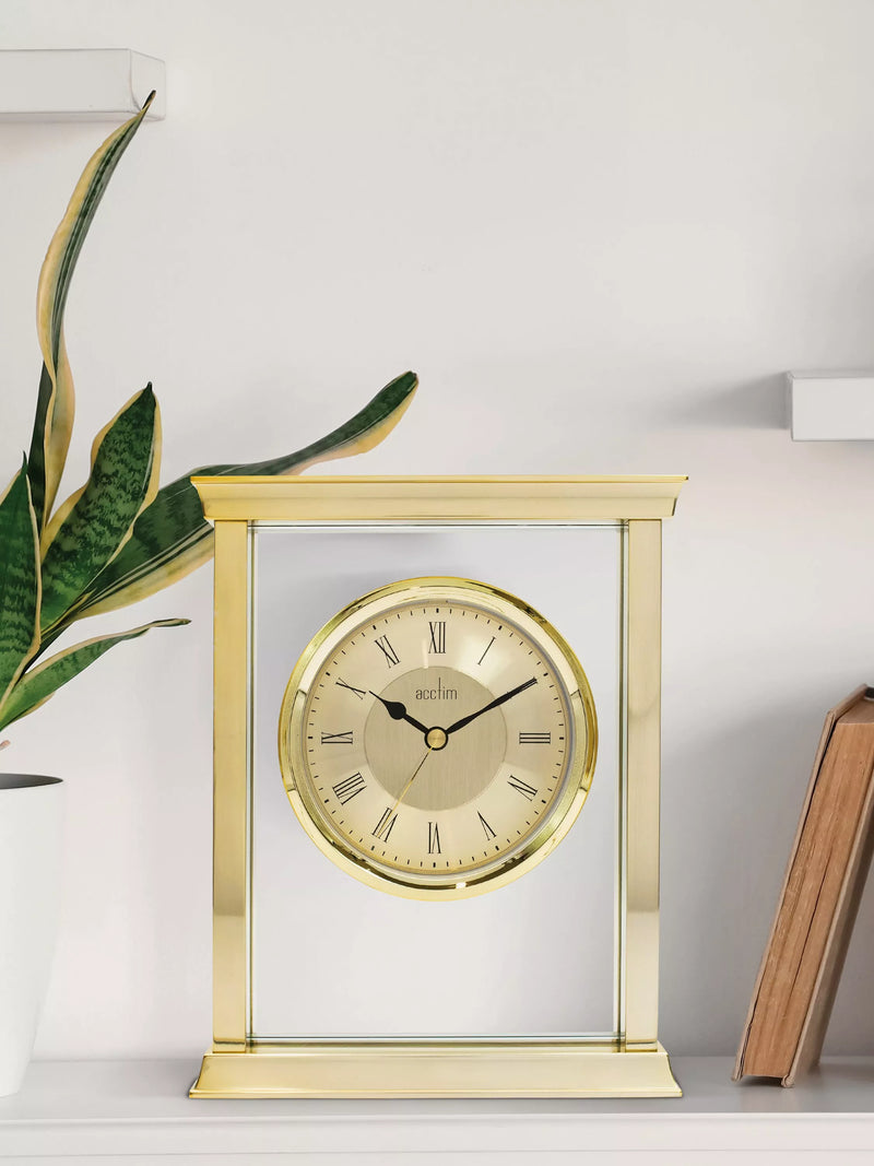 Acctim Halton mantel clock 18cm gold Roman numeral, UK version