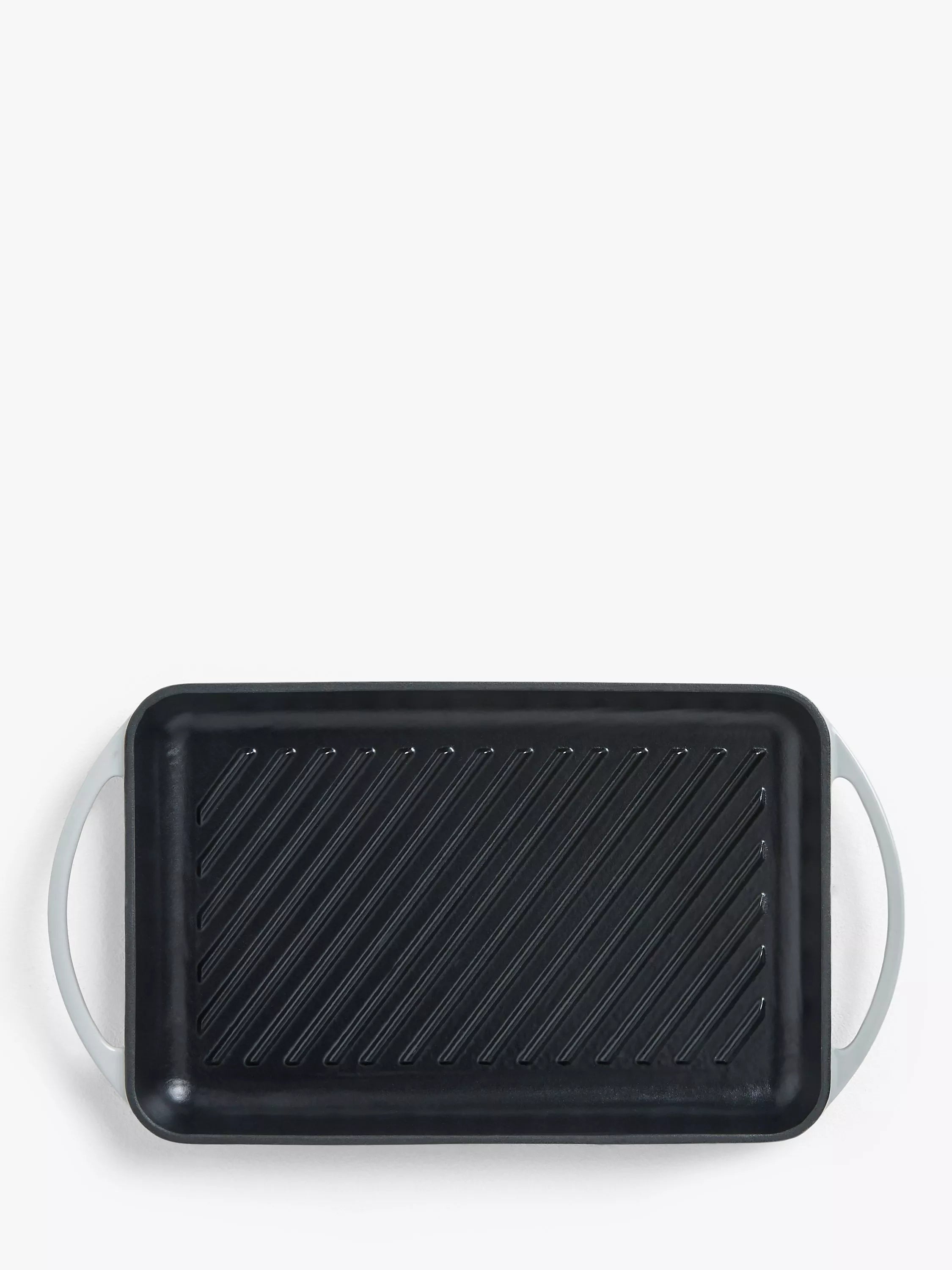 John Lewis Cast Iron Rectangular Grill Pan, 33cm - Blue Blue
