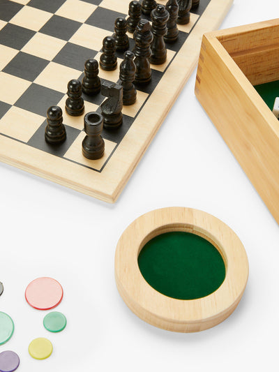 John Lewis Wooden 6-in-1 Games Compendium with Dice and Counters - اشترِ عبر الإنترنت من McGrocer