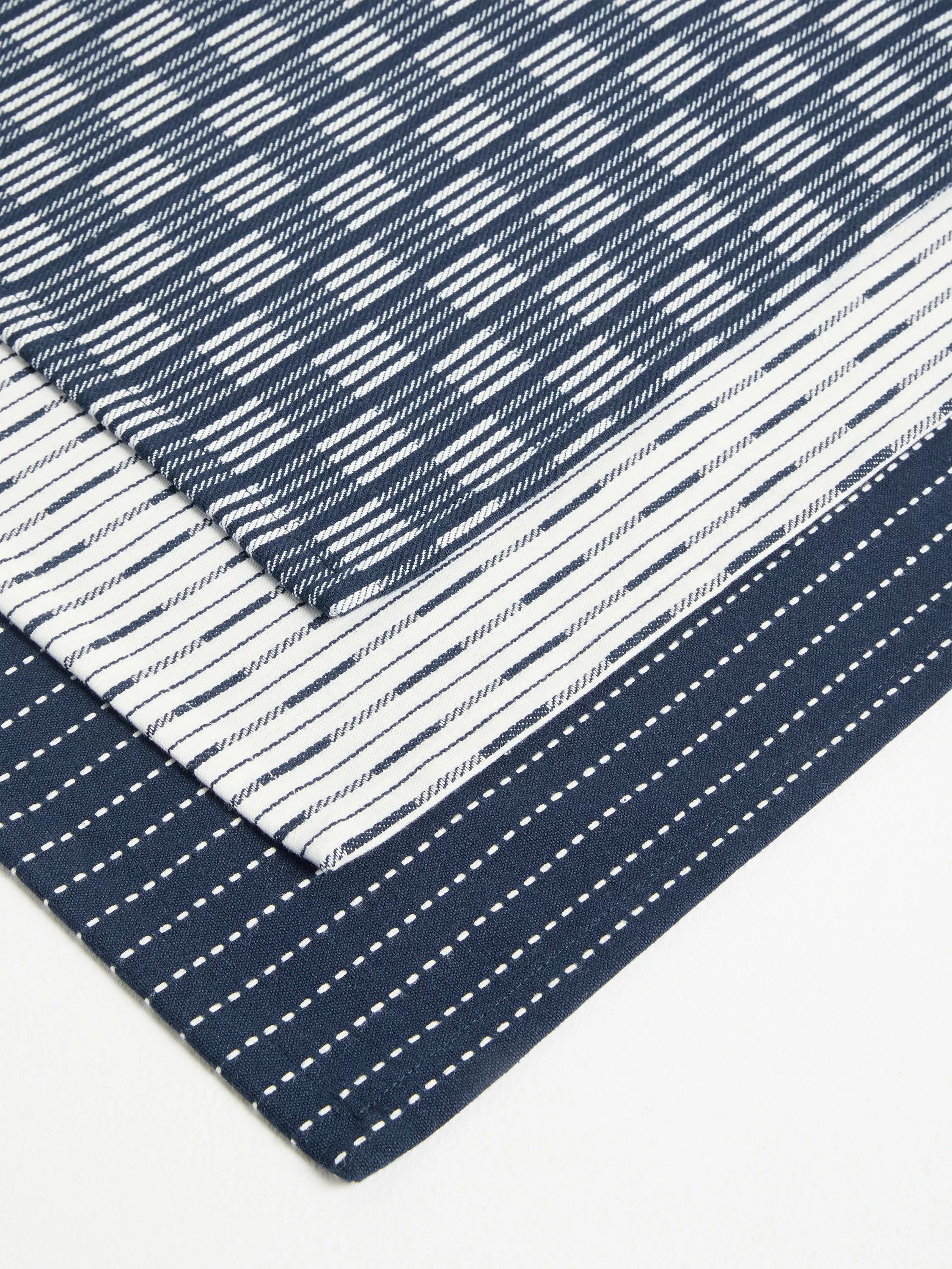 John Lewis striped tea towels pack of 3 dark blue - British product