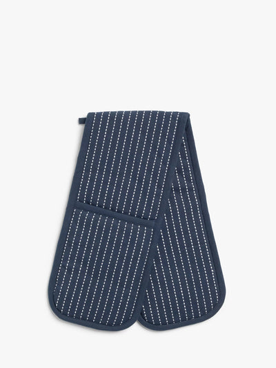 John Lewis John Lewis Striped Double Oven Glove Dark Blue- Buy online at McGrocer