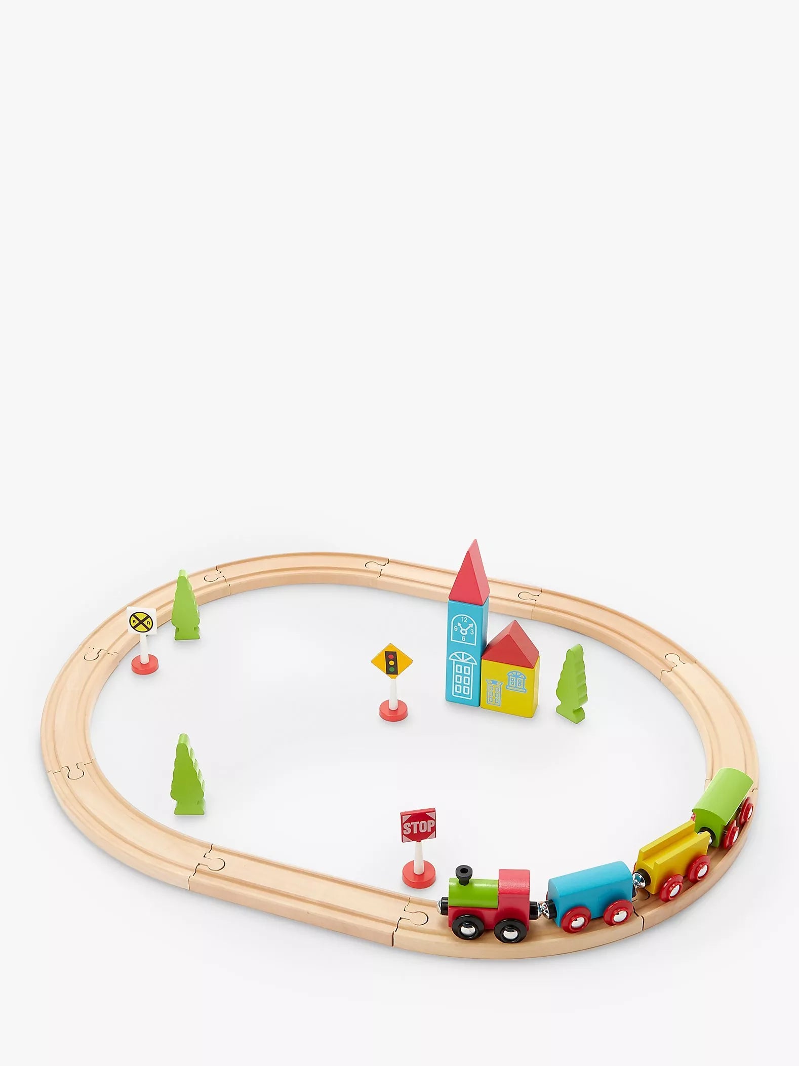 John Lewis 24-piece wooden train set with FSC wood (British brand)