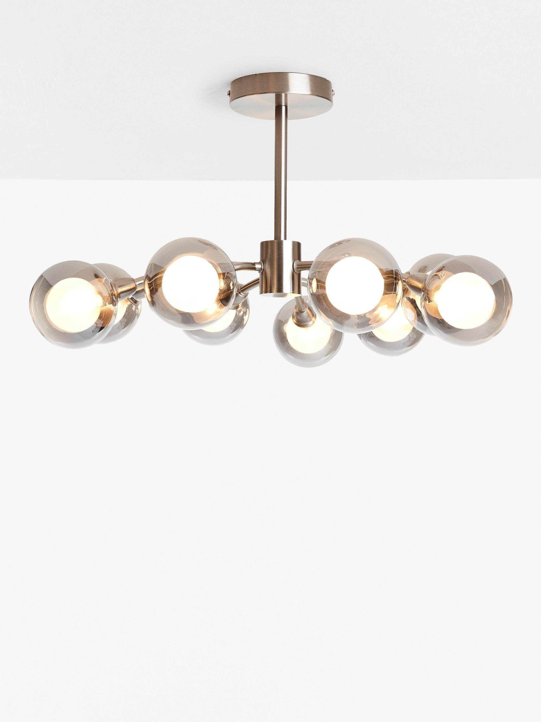 John Lewis Huxley semi flush light nine smoked shades, imported from the UK