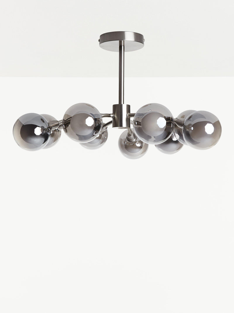 John Lewis Huxley semi flush light nine smoked shades, imported from the UK