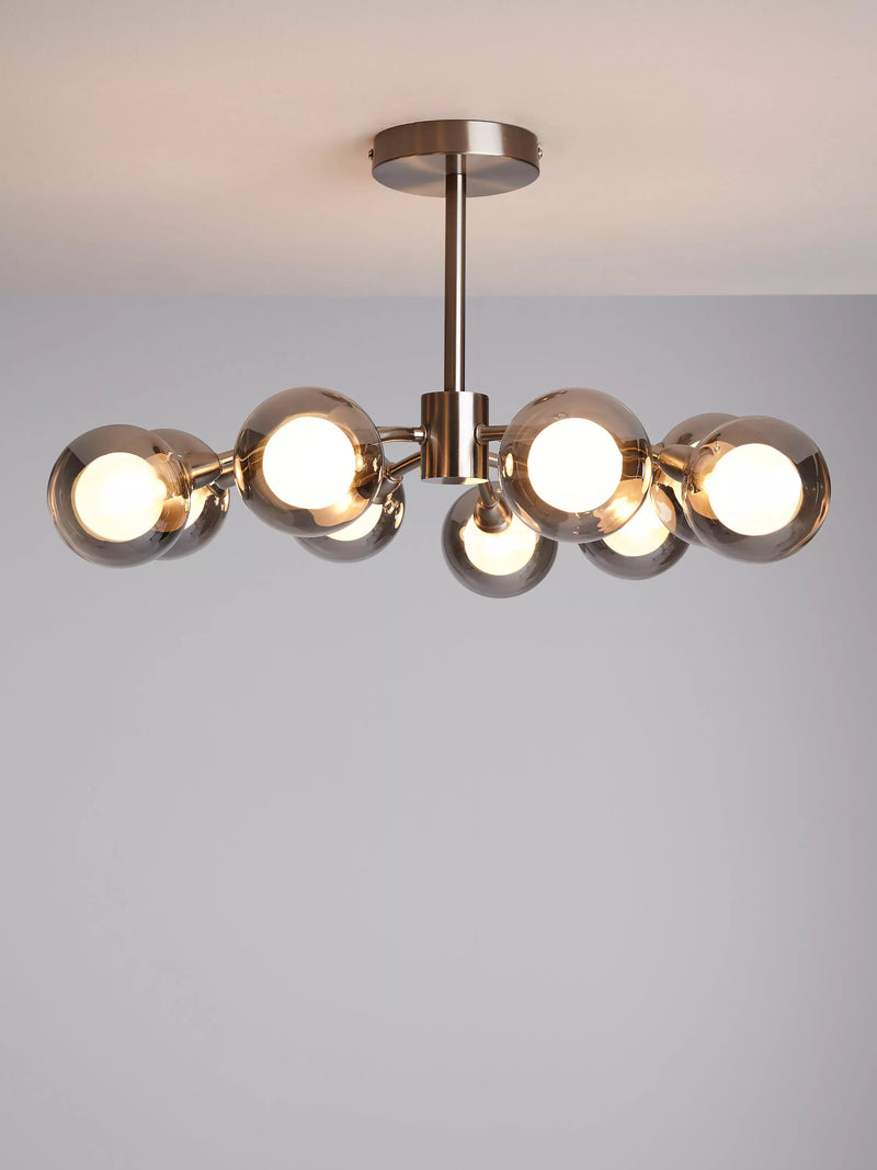 John Lewis Huxley semi flush light nine smoked shades, imported from the UK
