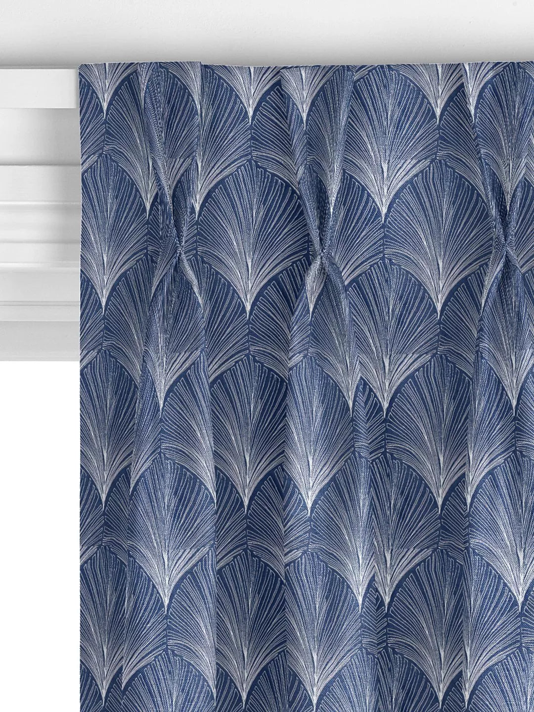 John Lewis custom deco fan curtains indigo, UK version