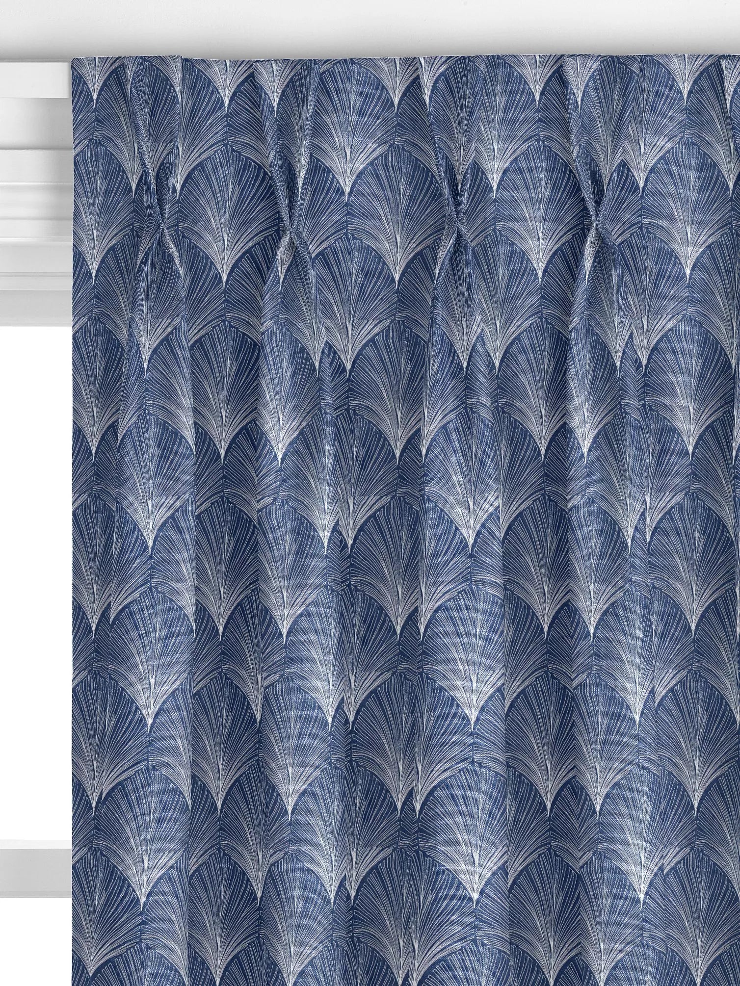 John Lewis custom deco fan curtains indigo, UK version