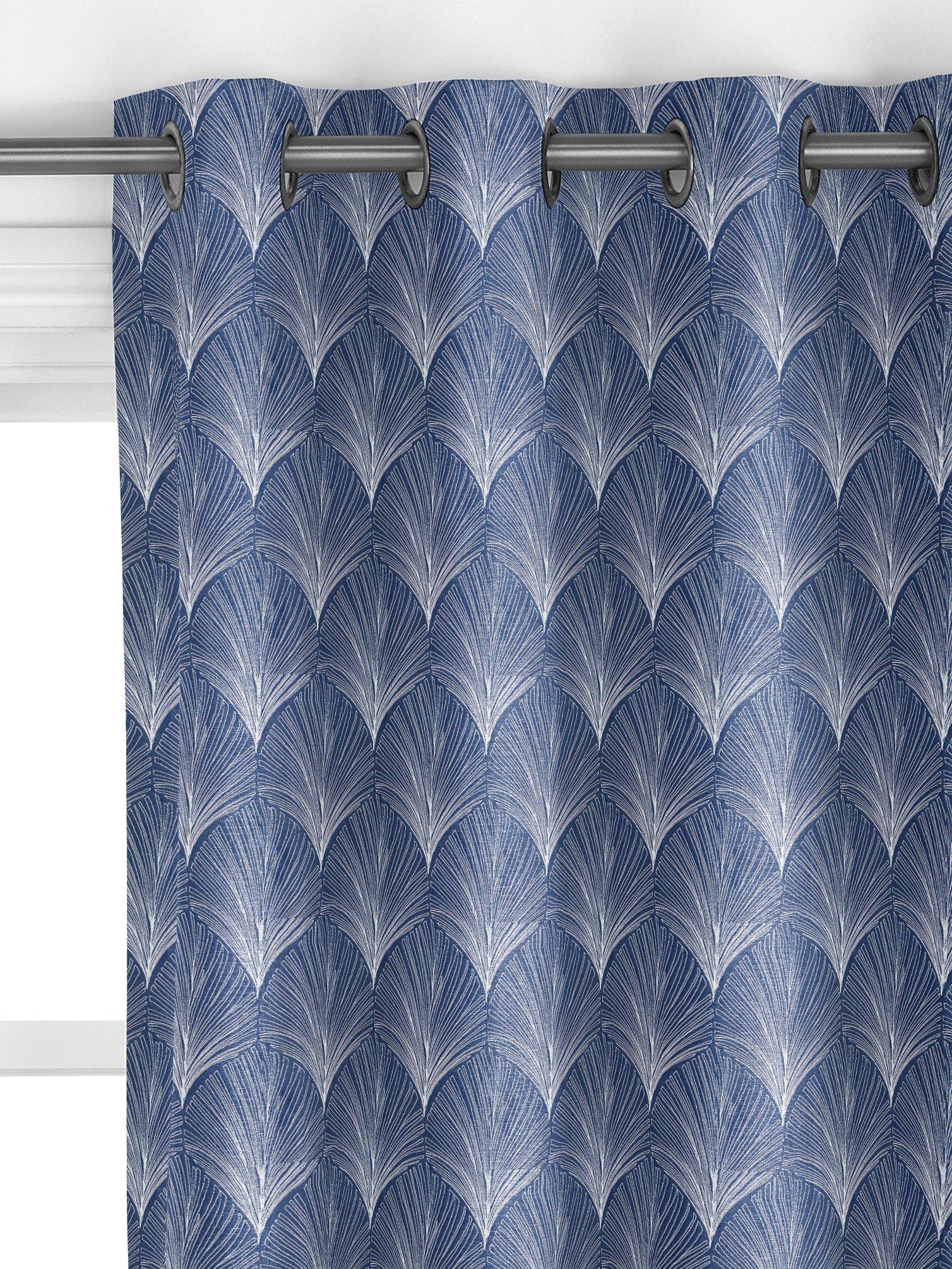 John Lewis custom deco fan curtains indigo, UK version