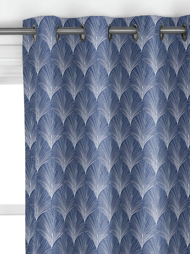 John Lewis custom deco fan curtains indigo, UK version