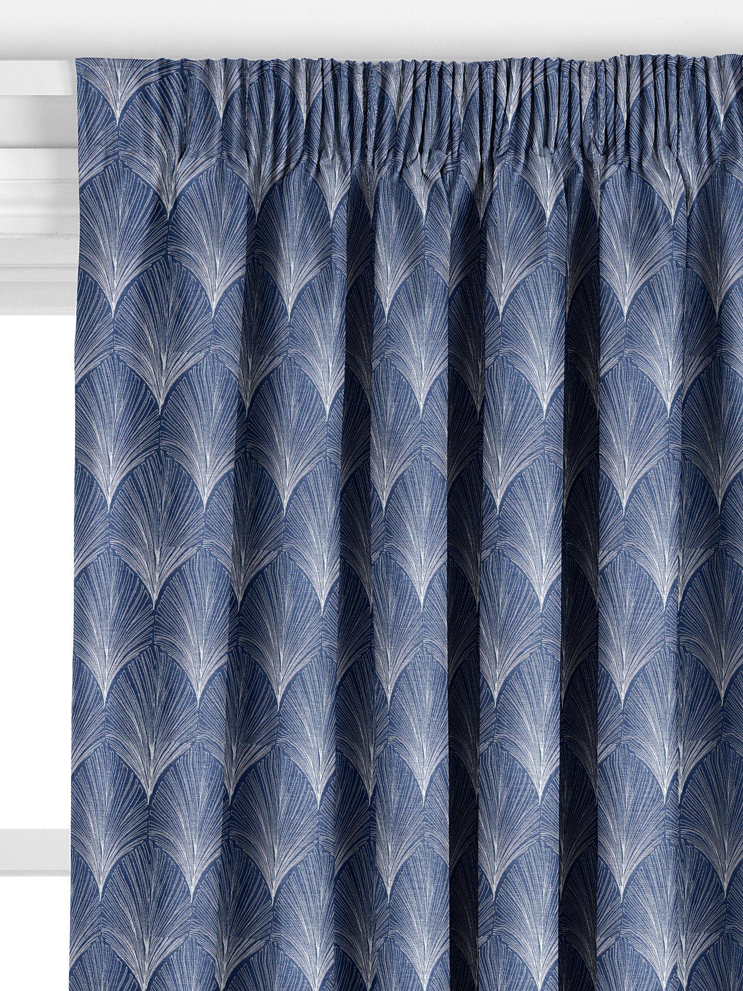 John Lewis custom deco fan curtains indigo, UK version
