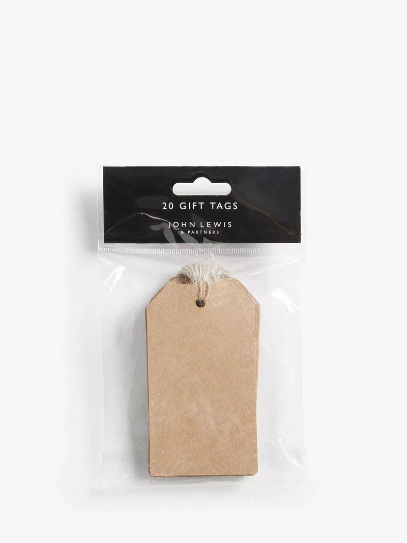 John Lewis Kraft gift tags pack of 20 - British product