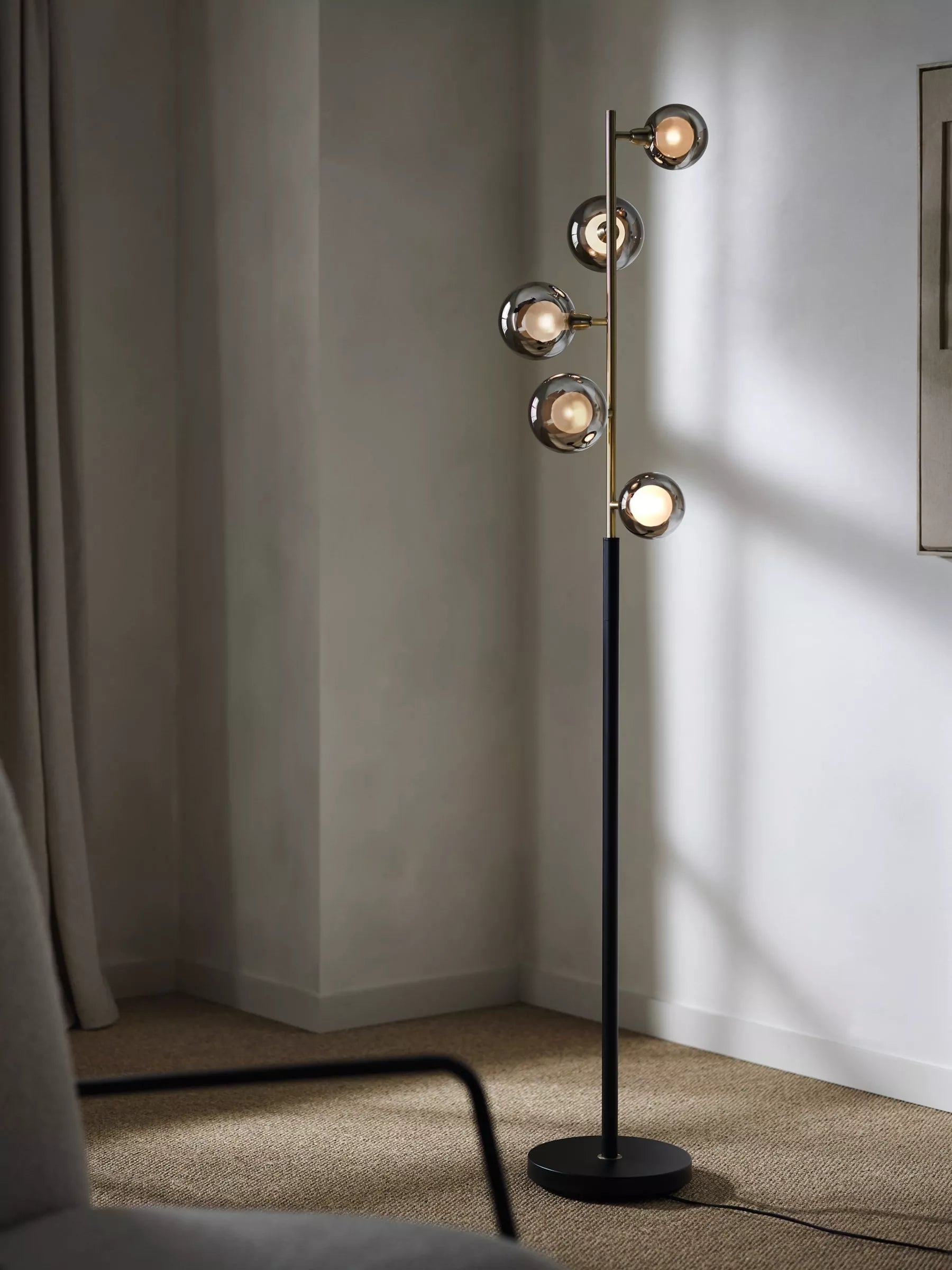 John Lewis Huxley floor lamp Smoke Antique Brass (British brand)