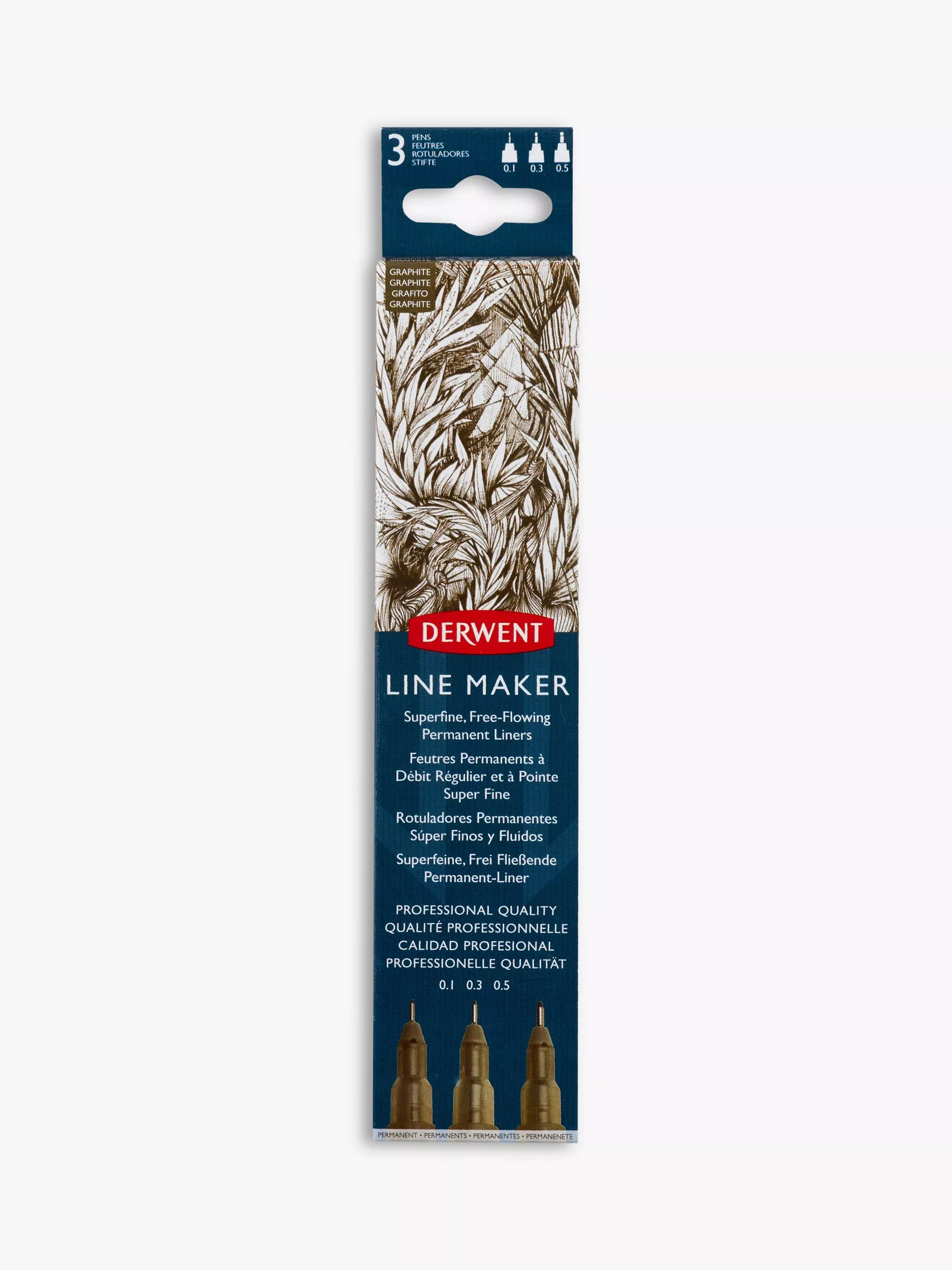 Derwent Linemaker graphite fineliner pens pack of 3 - British product