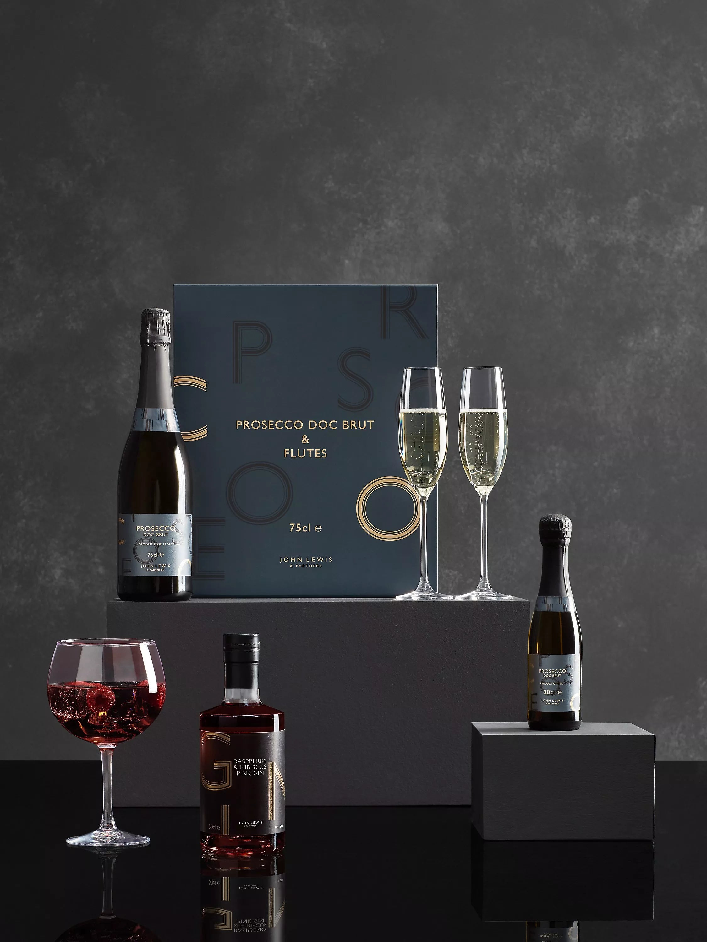 John Lewis Prosecco and crystal glass set 75cl, UK version