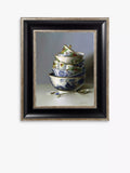 Brookpace Lascelles 'Stacked China' Framed Canvas, 25 x 20cm, Blue/White