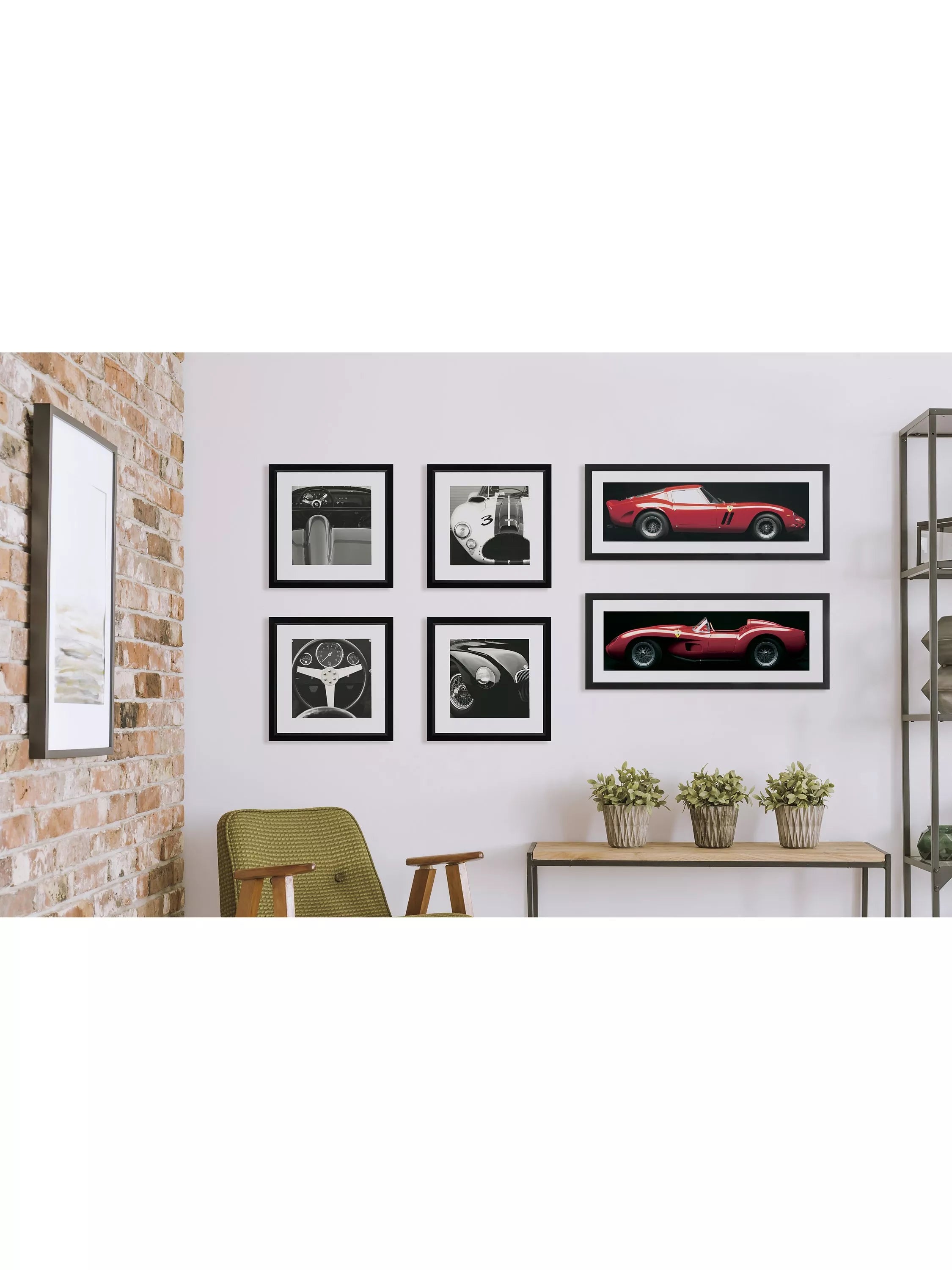 Brookpace Lascelles framed print of Jaguar C-Type car, 55.5x55.5cm (British brand)