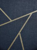 Large scale geometric wallpaper with embossed linen texture and metallic lines, UK version