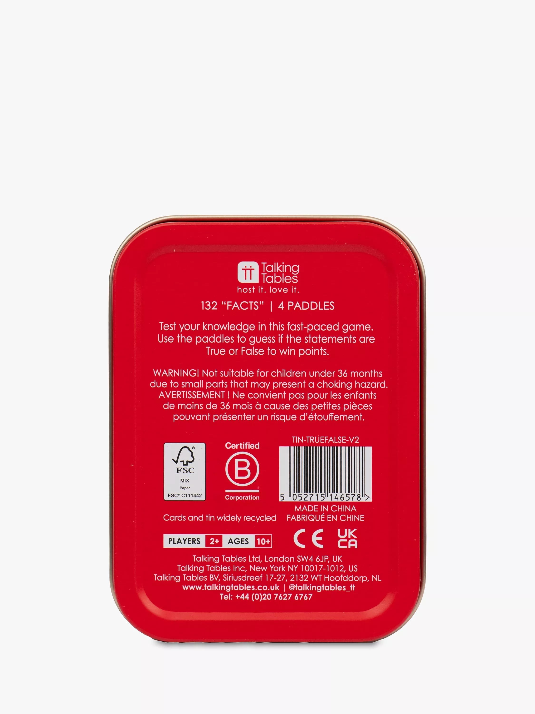 Talking Tables True or False game cards (British brand)