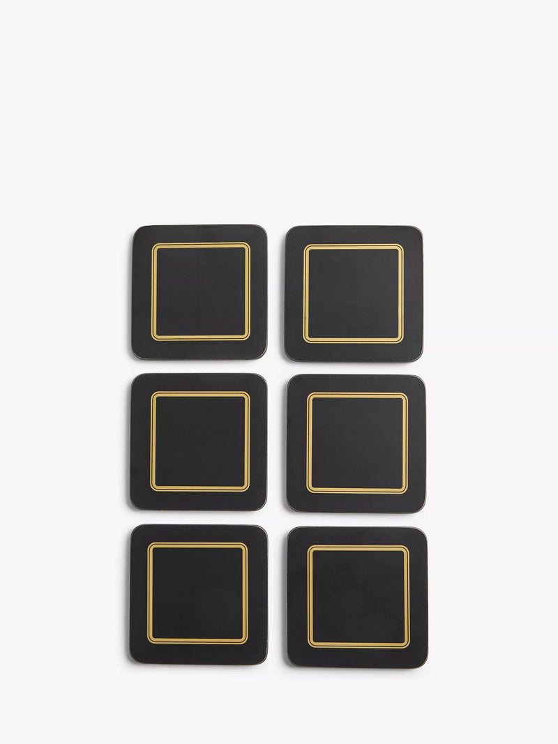 John Lewis Classic Coasters set of 6 black gold - British product