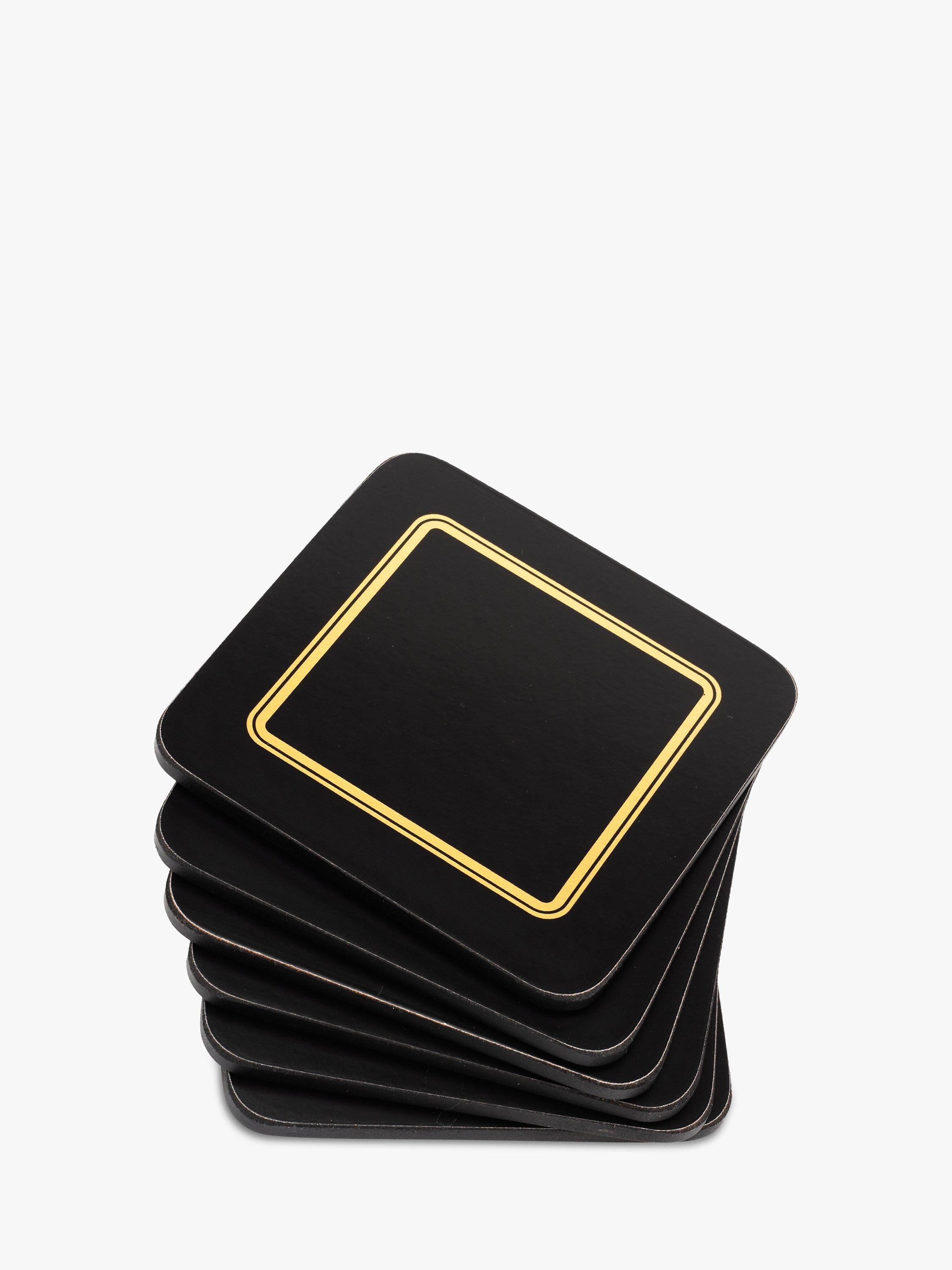 John Lewis Classic Coasters set of 6 black gold - British product