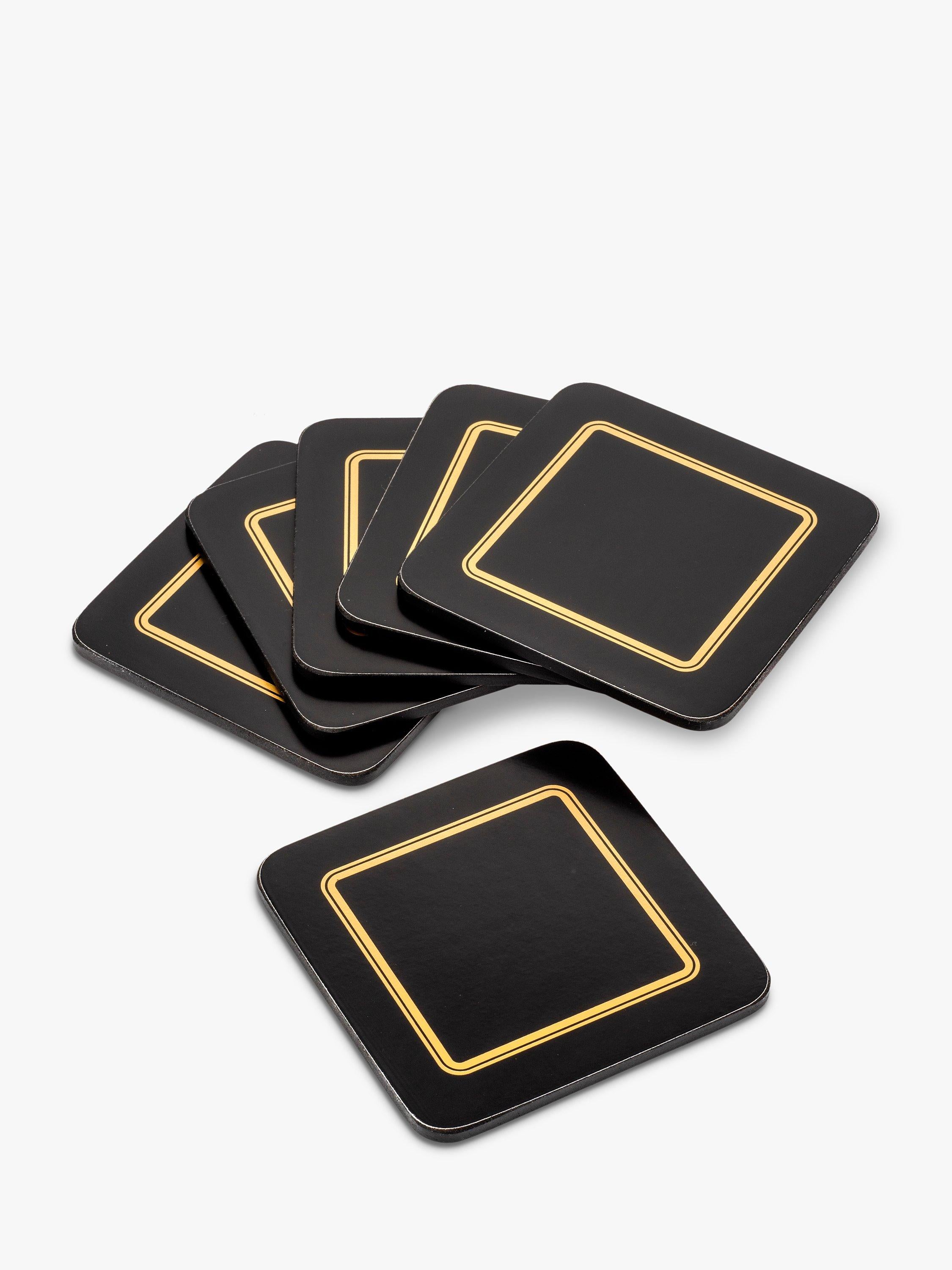 John Lewis Classic Coasters set of 6 black gold - British product