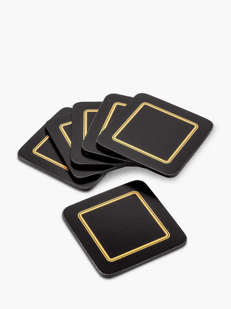 John Lewis Classic Coasters set of 6 black gold - British product