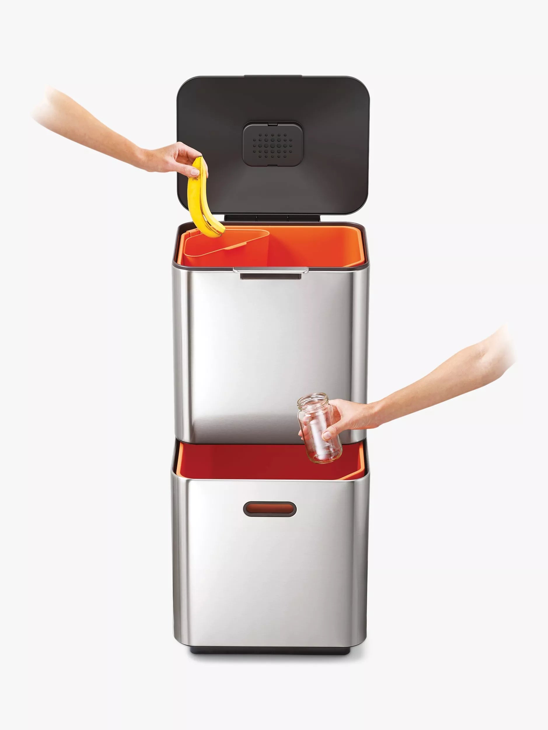 Joseph Joseph Totem Max 60L stainless steel bin, UK version