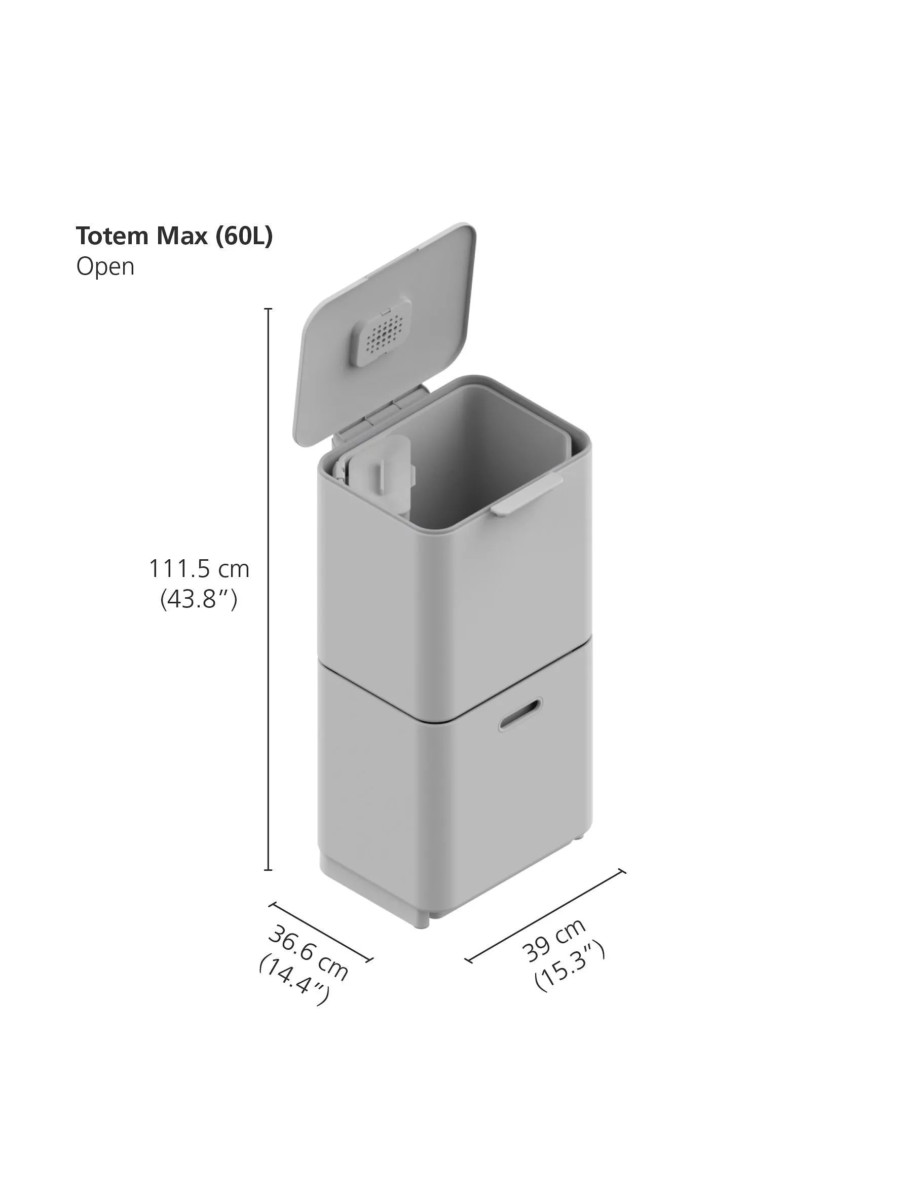 Joseph Joseph Totem Max 60L stainless steel bin, UK version