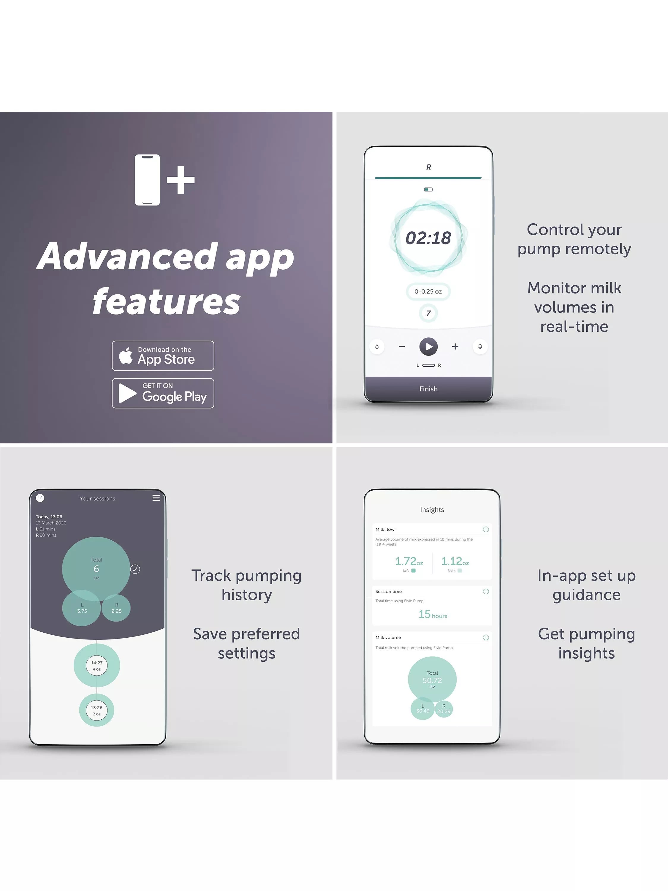 Elvie wearable double electric breast pump with app control - British product