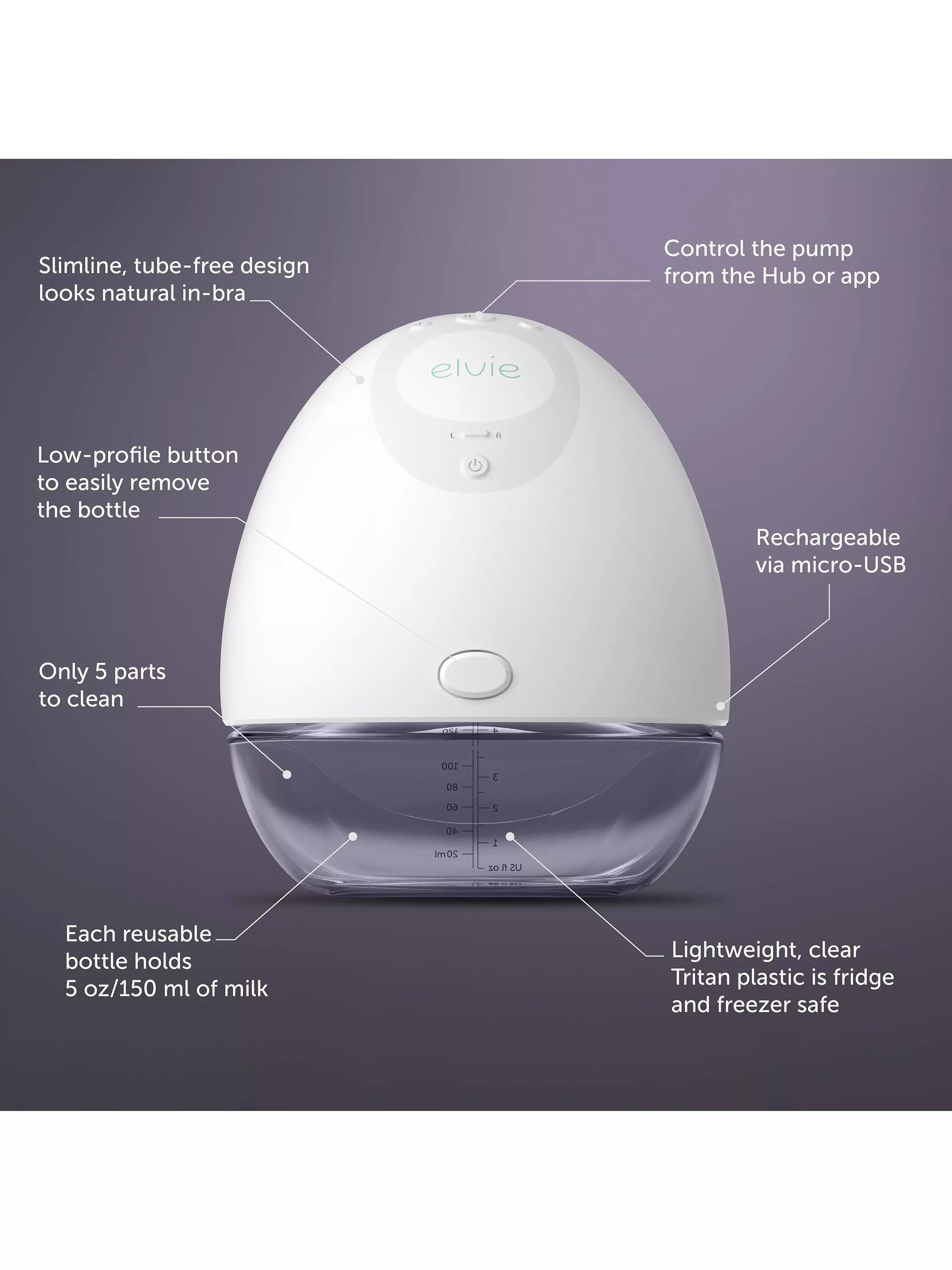 Elvie wearable double electric breast pump with app control - British product