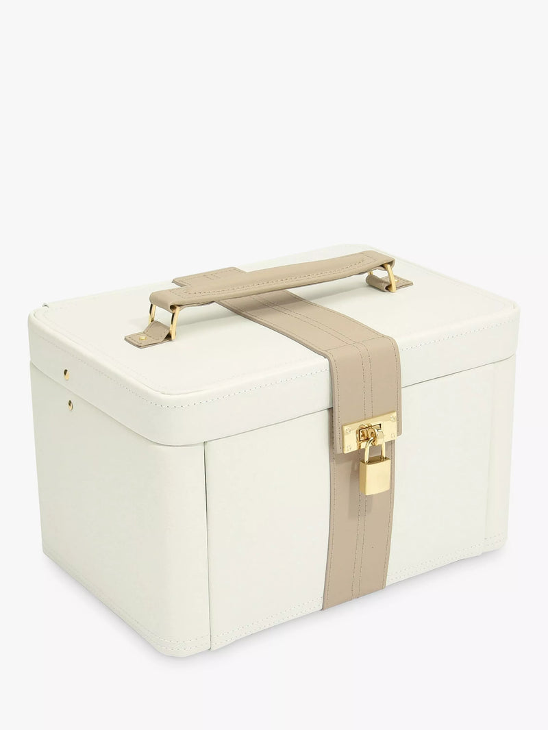 Dulwich Designs Belgravia leather jewellery box cream, imported from the UK