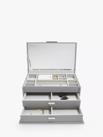 John Lewis Dulwich Designs Leather Large Jewellery Box, Grey- Buy online at McGrocer