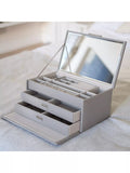 Dulwich Designs leather large jewellery box in grey (British brand)