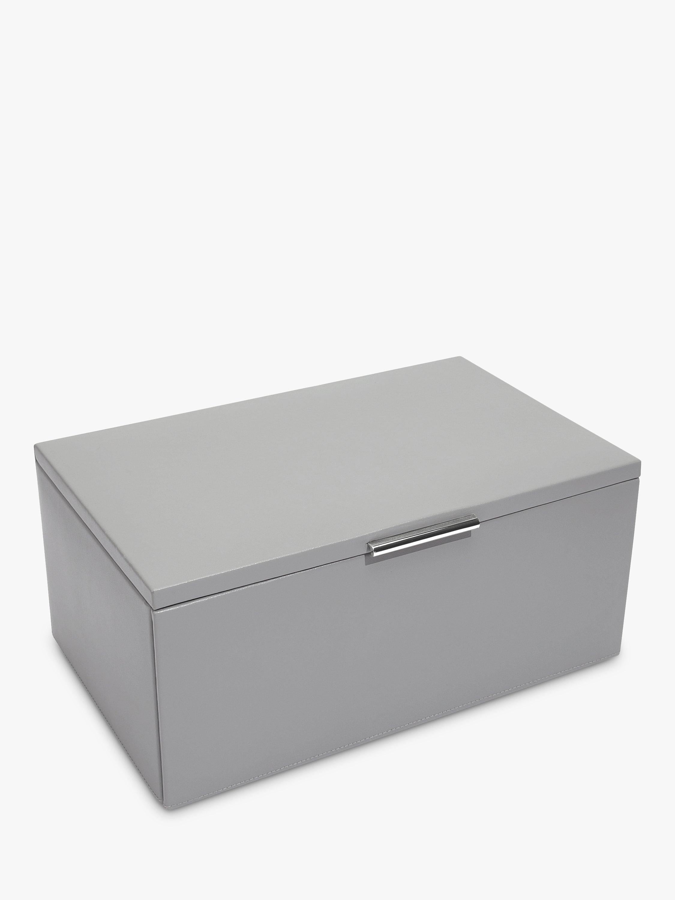 Dulwich Designs leather large jewellery box in grey (British brand)
