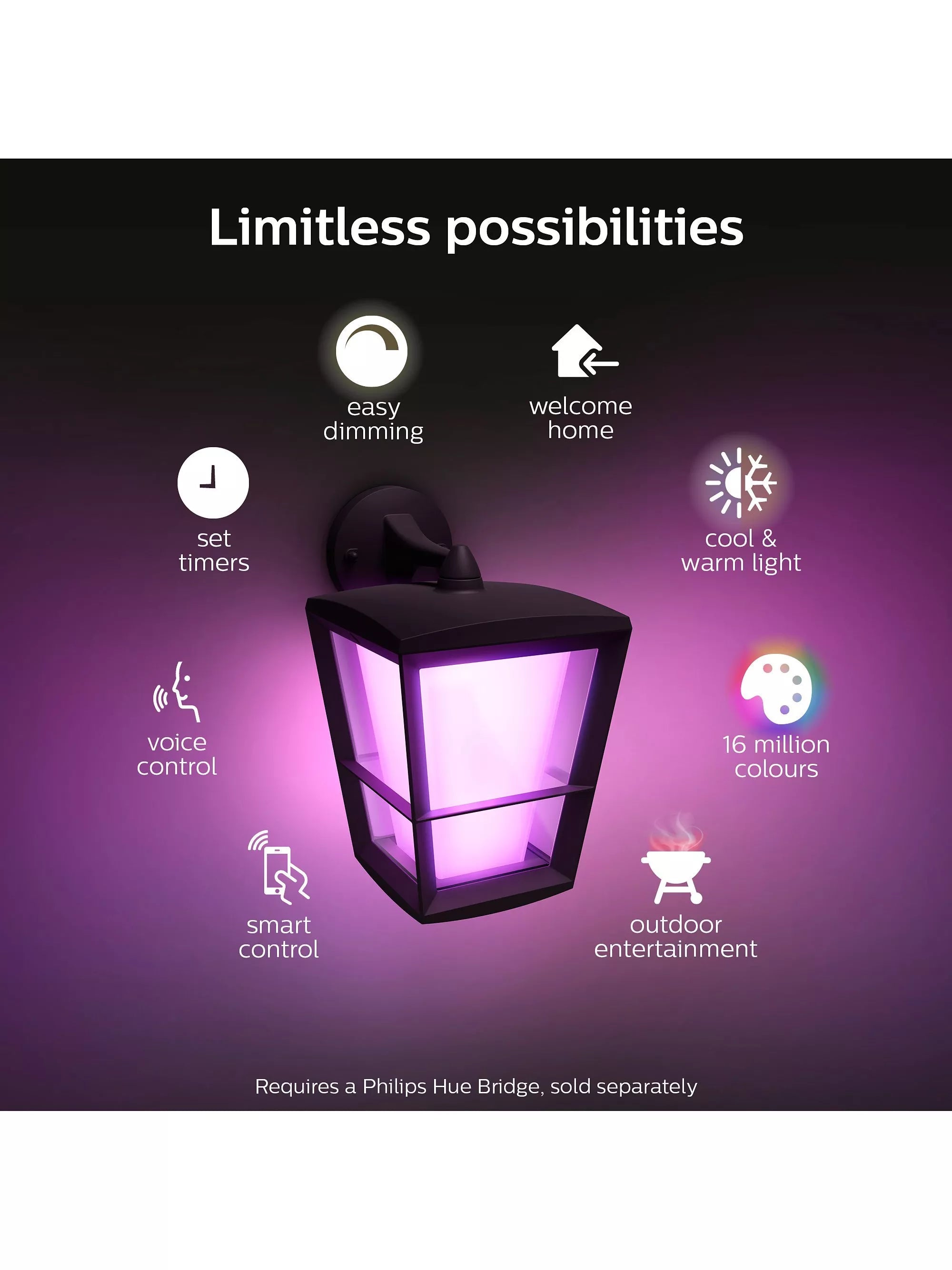 Philips Hue Econic smart outdoor wall lantern, imported from the UK